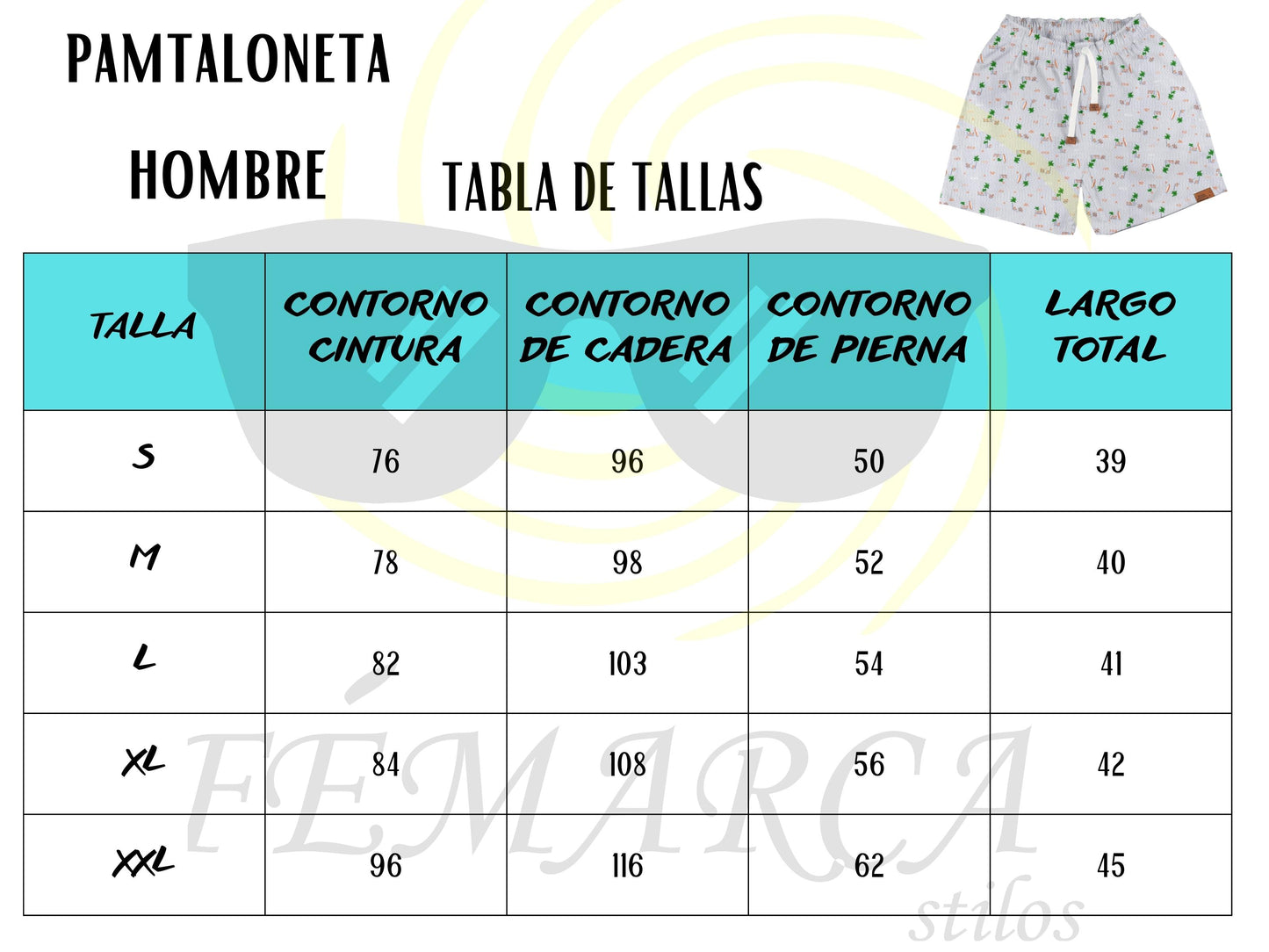 Pantaloneta de hombre estampado retro y playero en fondo rosa