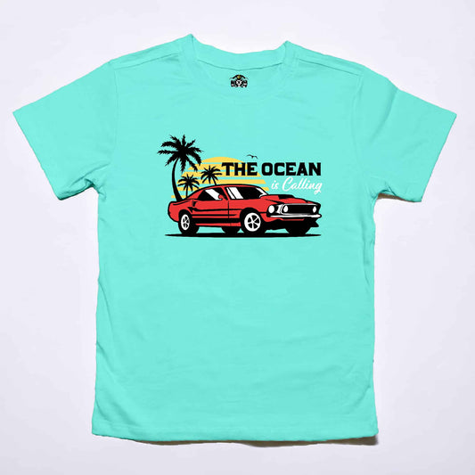 Camiseta de Niño Estampada Mustang rojo The ocean is calling