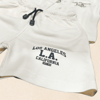 Conjunto niño tela galleta Los Angeles Marfil