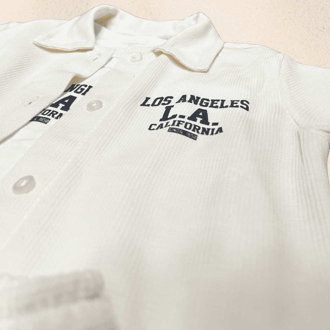 Conjunto niño tela galleta Los Angeles Marfil