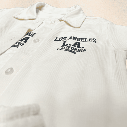 Conjunto niño tela galleta Los Angeles Marfil