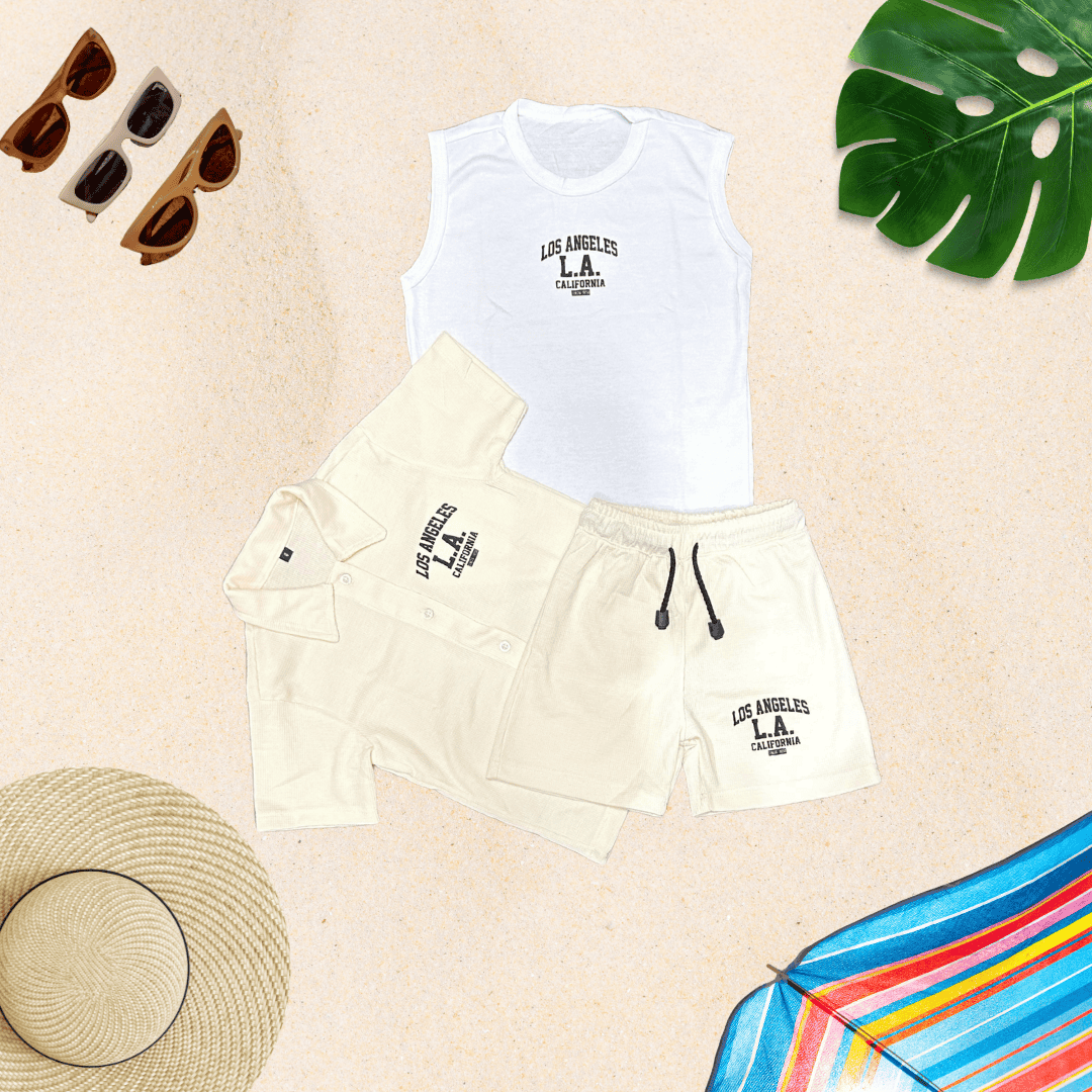 Conjunto niño tela galleta Los Angeles Marfil