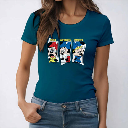 Camiseta Dama Estampada Minnie días de la semana